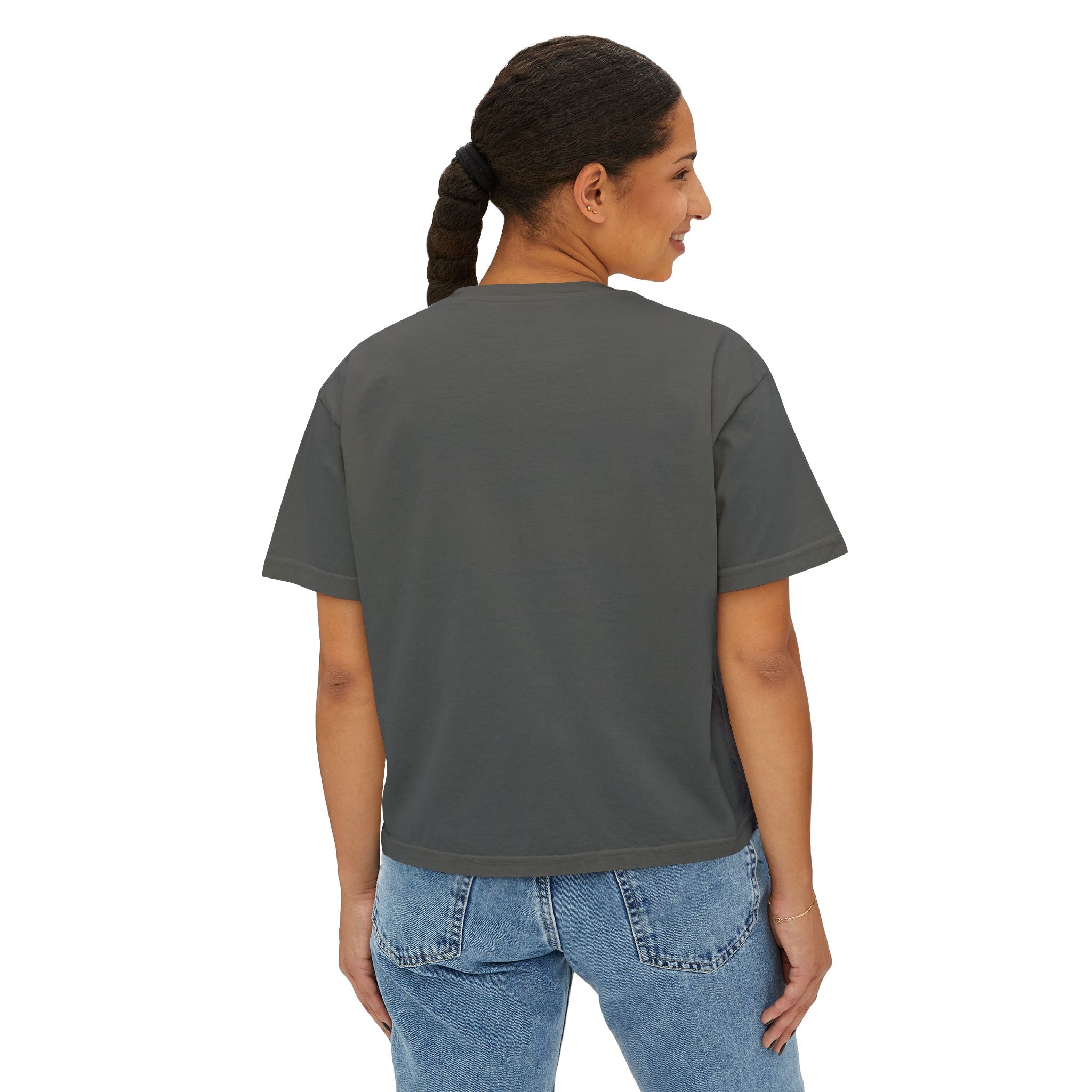 Crowned Z Women's Boxy Tee — Minimal Gold Initial Graphic