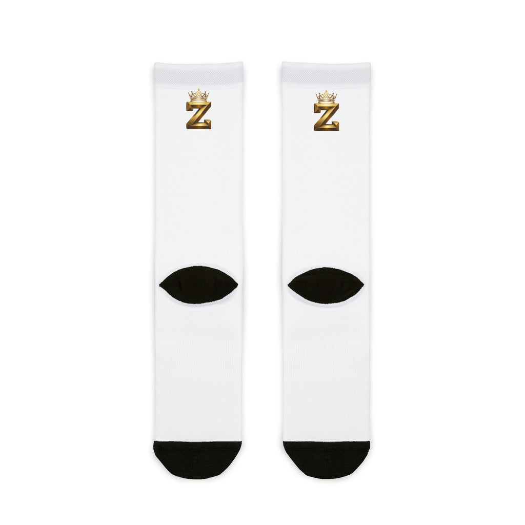 Royal Sublimation Crew Socks – Gold 'Royal' Text & Crown Z Accent