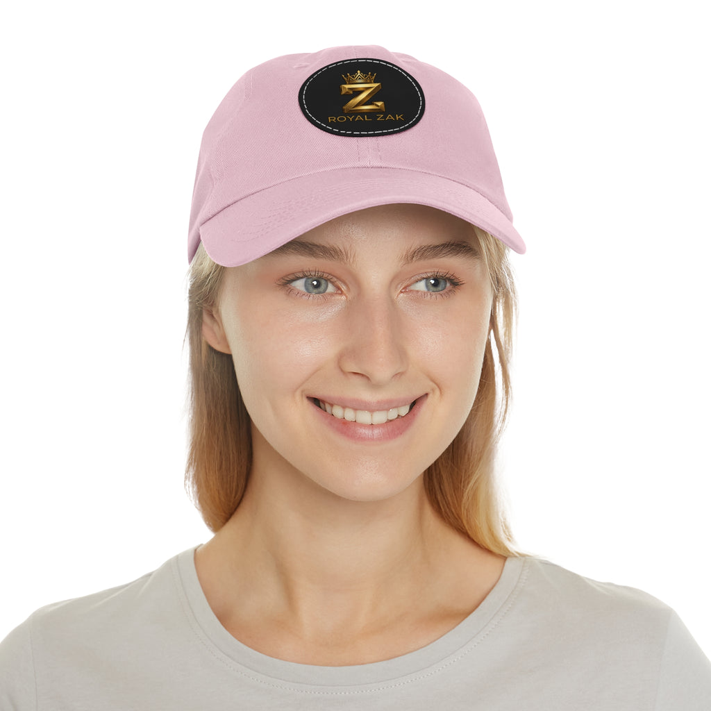 Round Leather Patch Dad Hat — Gold 'Royal Zak' Crown Emblem