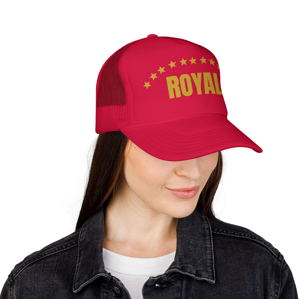 Trucker Hat — "ROYAL" Gold Stars Foam Mesh Cap
