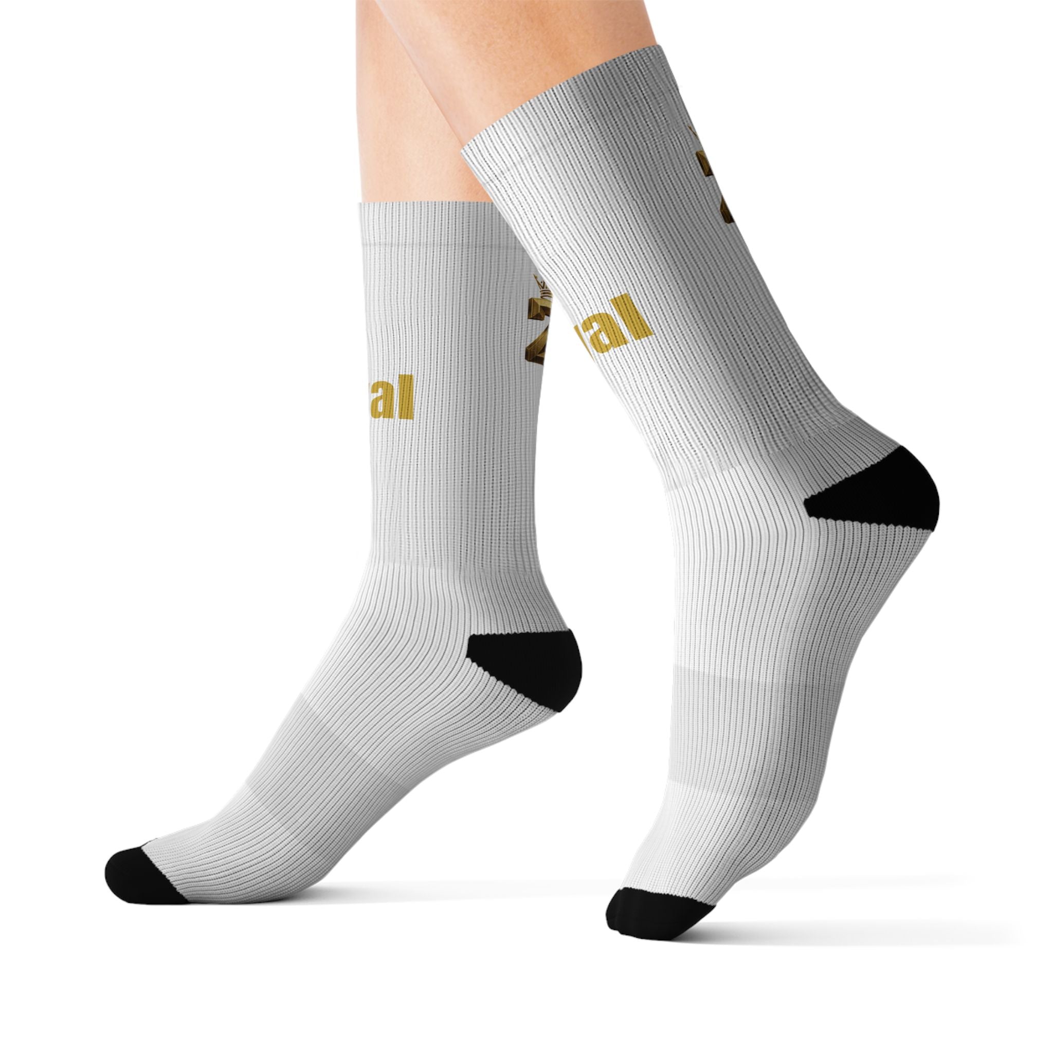 Royal Z Gold Logo Sublimation Socks — Personalized Crew Athletic Socks