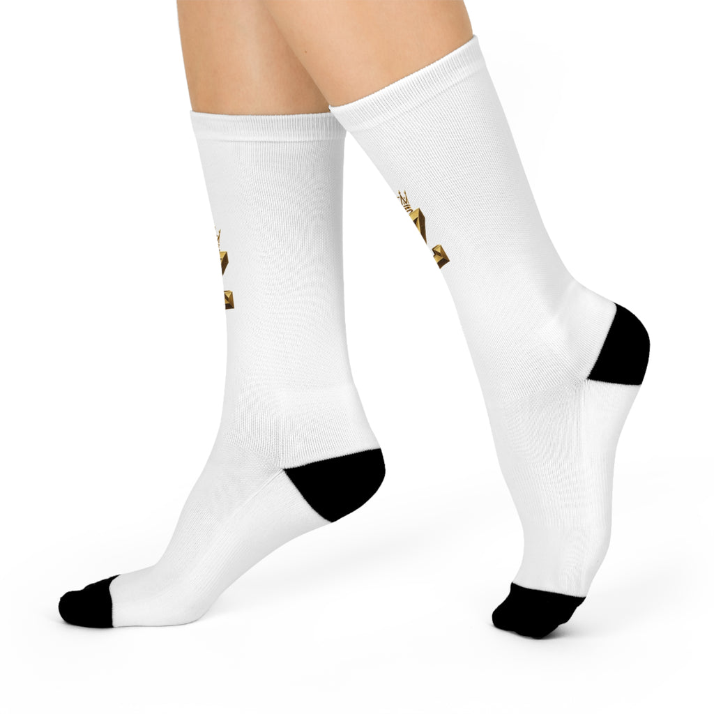 King Z Crowned Crew Socks - Personalized White Cushioned Athletic Socks