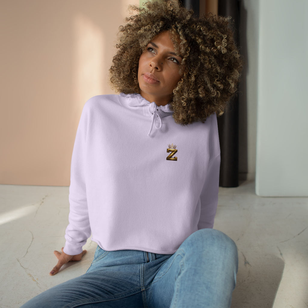 Cropped Hoodie — Gold Crown 'Z' Monogram Crop Hoodie