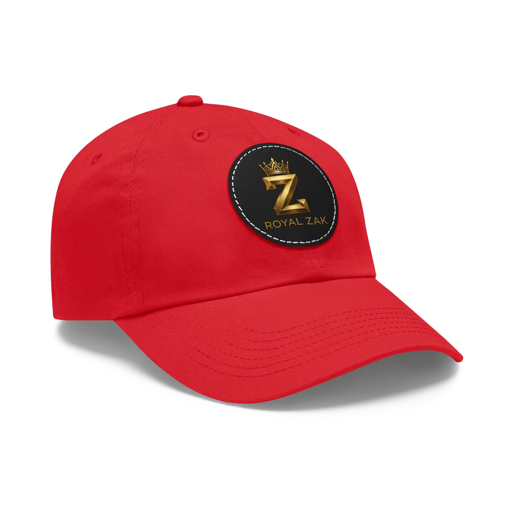 Round Leather Patch Dad Hat — Gold 'Royal Zak' Crown Emblem