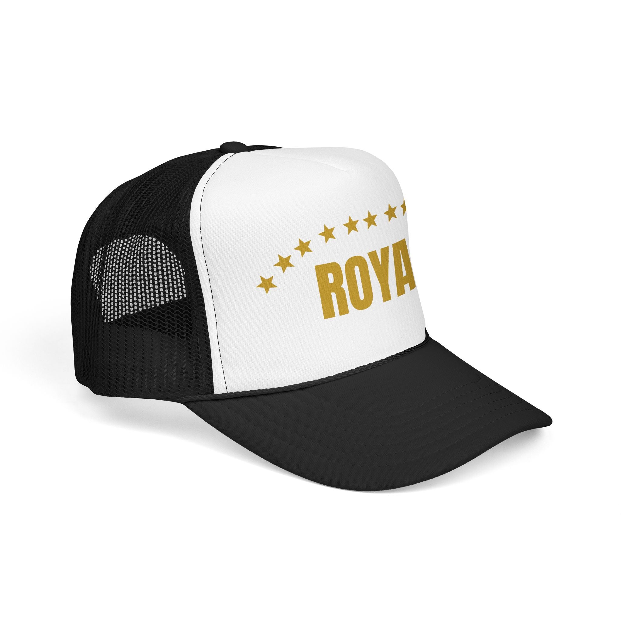 Trucker Hat — "ROYAL" Gold Stars Foam Mesh Cap