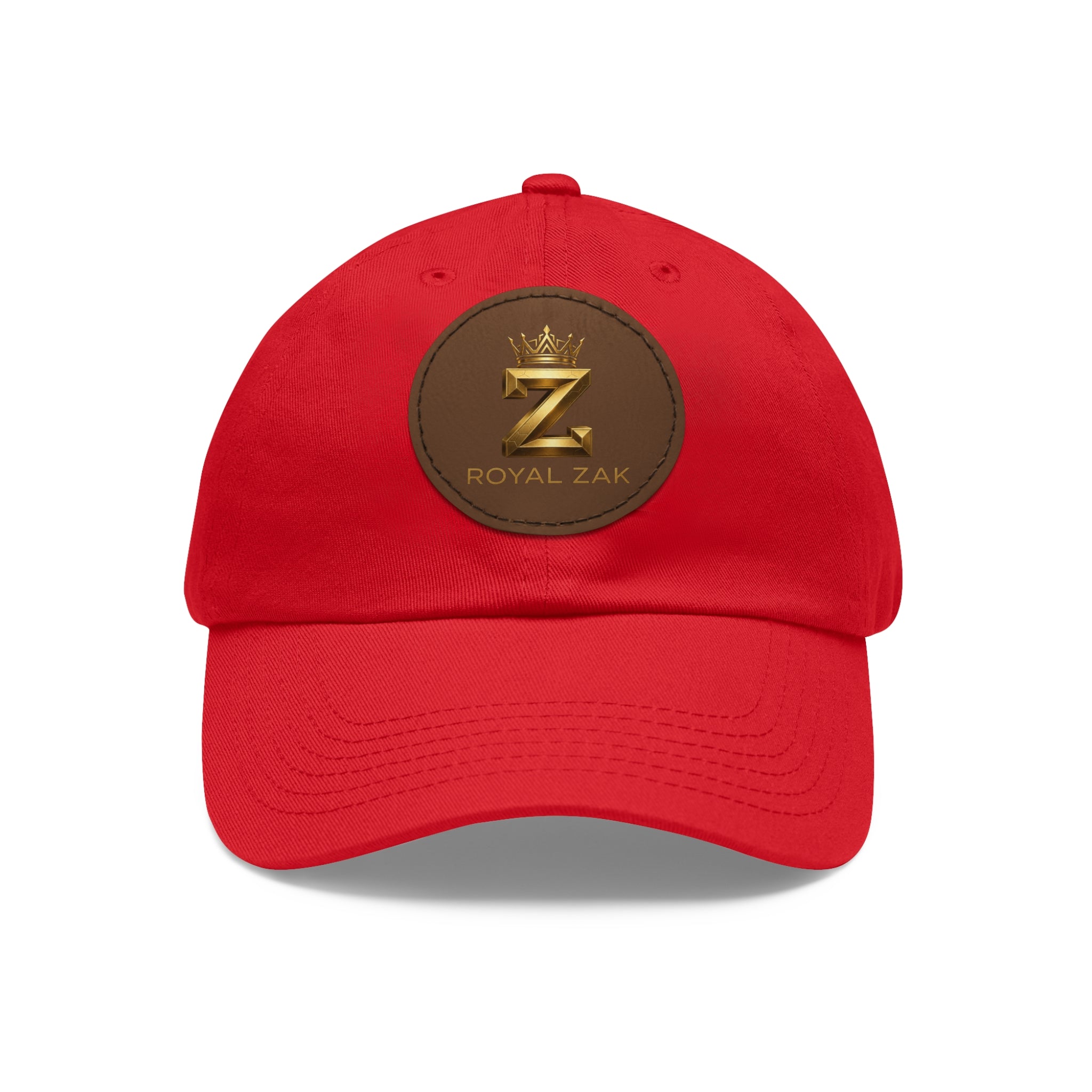 Round Leather Patch Dad Hat — Gold 'Royal Zak' Crown Emblem