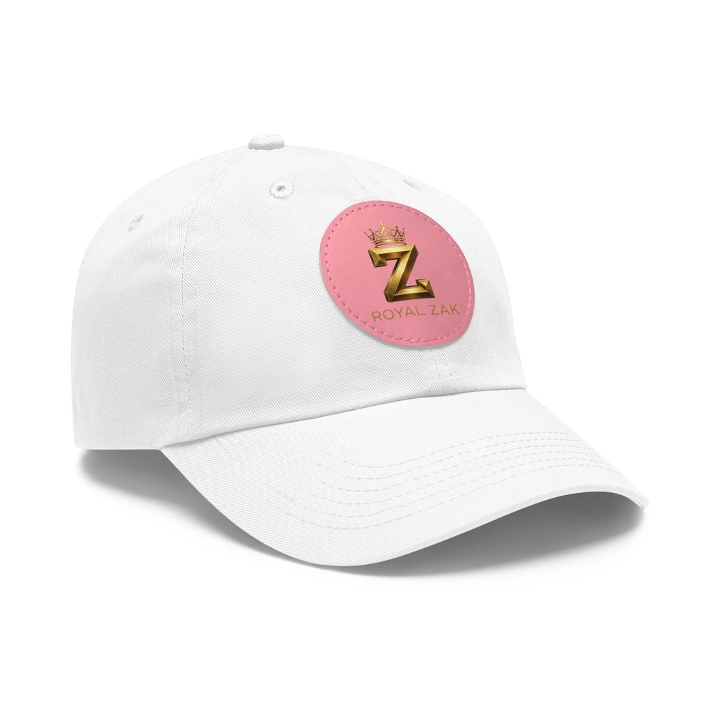 Round Leather Patch Dad Hat — Gold 'Royal Zak' Crown Emblem