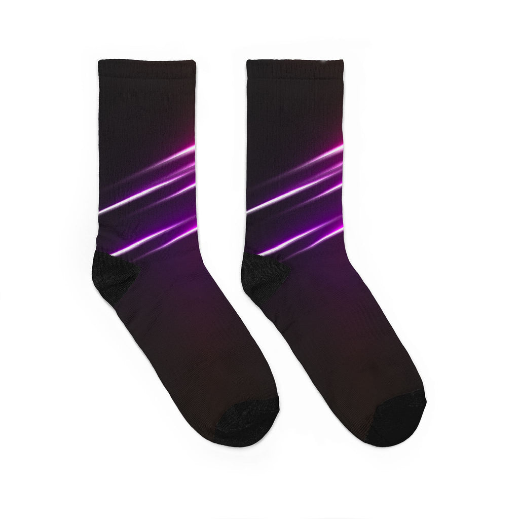 Neon Streak Crew Socks — Purple & Pink Gradient Padded Socks