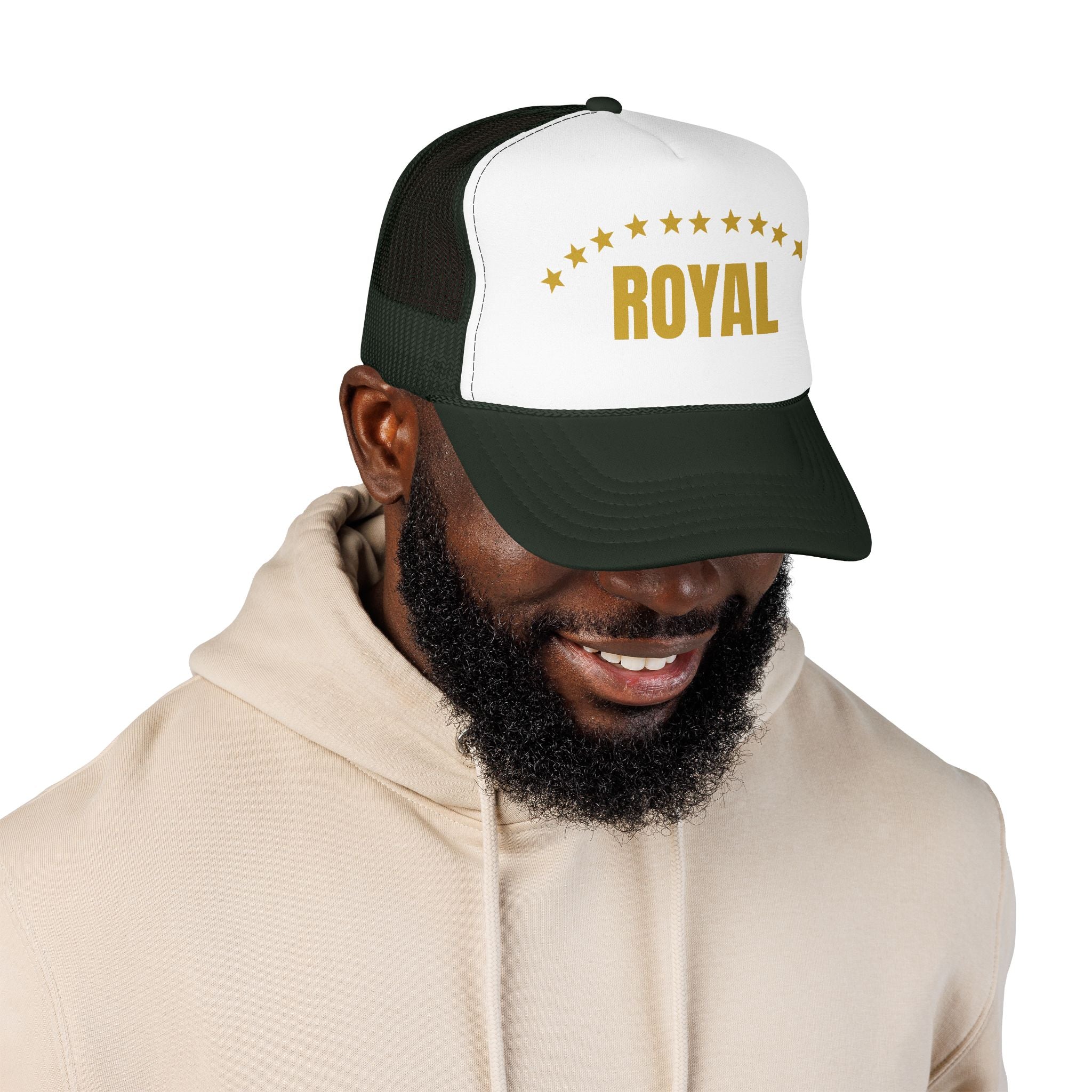 Trucker Hat — "ROYAL" Gold Stars Foam Mesh Cap