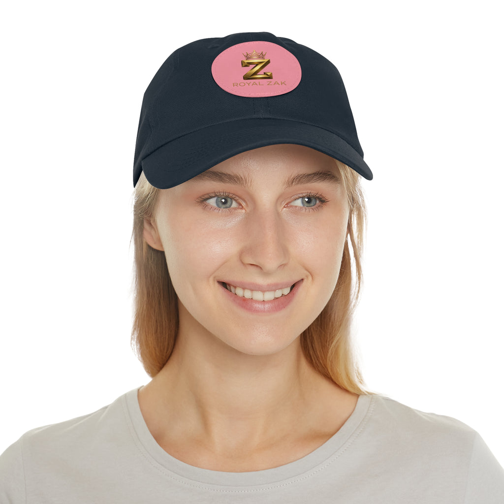 Round Leather Patch Dad Hat — Gold 'Royal Zak' Crown Emblem