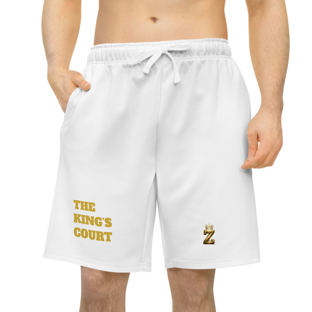 The King's Court Athletic Shorts - White Performance Shorts with Gold Logo