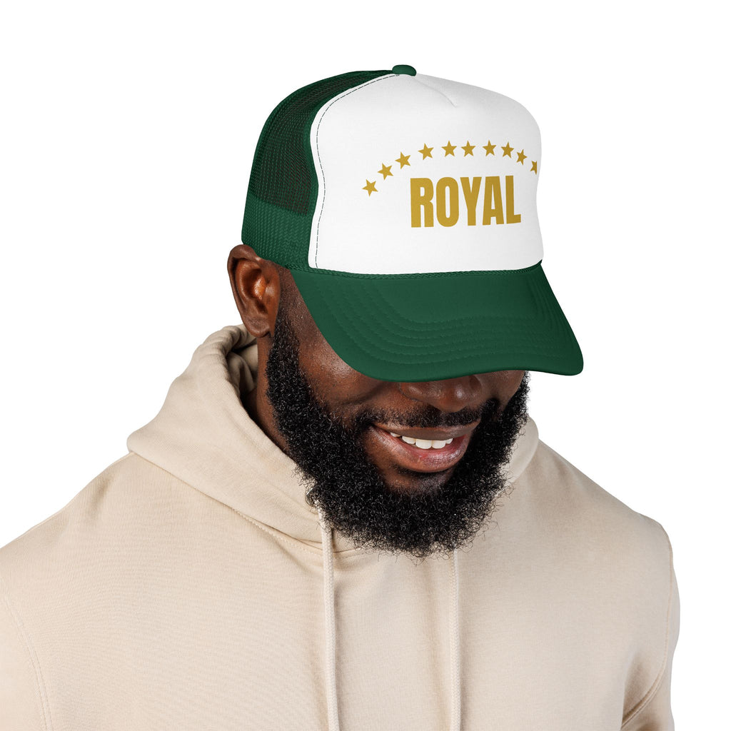 Trucker Hat — "ROYAL" Gold Stars Foam Mesh Cap