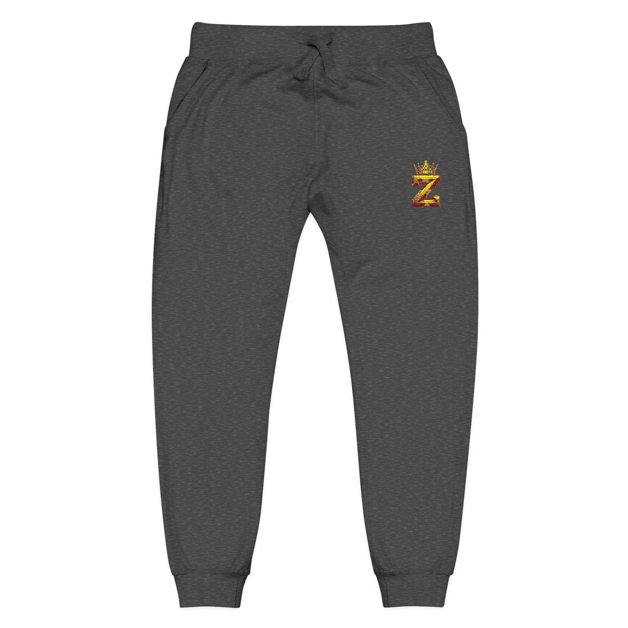 Embroidered Gold Floral '2' Fleece Sweatpants — Cozy Casual Loungewear