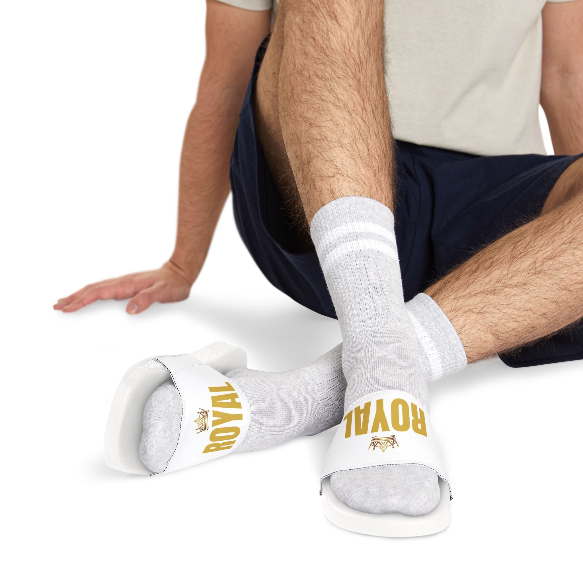Royal Crown Slide Sandals — Men’s Removable‑Strap Pool Slides