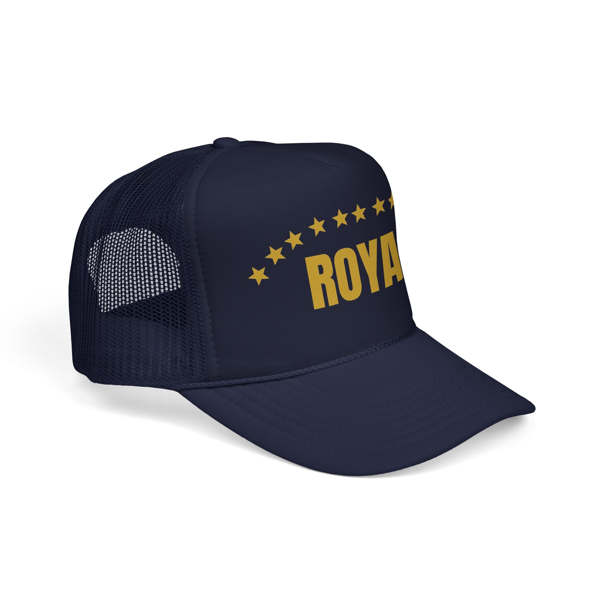 Trucker Hat — "ROYAL" Gold Stars Foam Mesh Cap