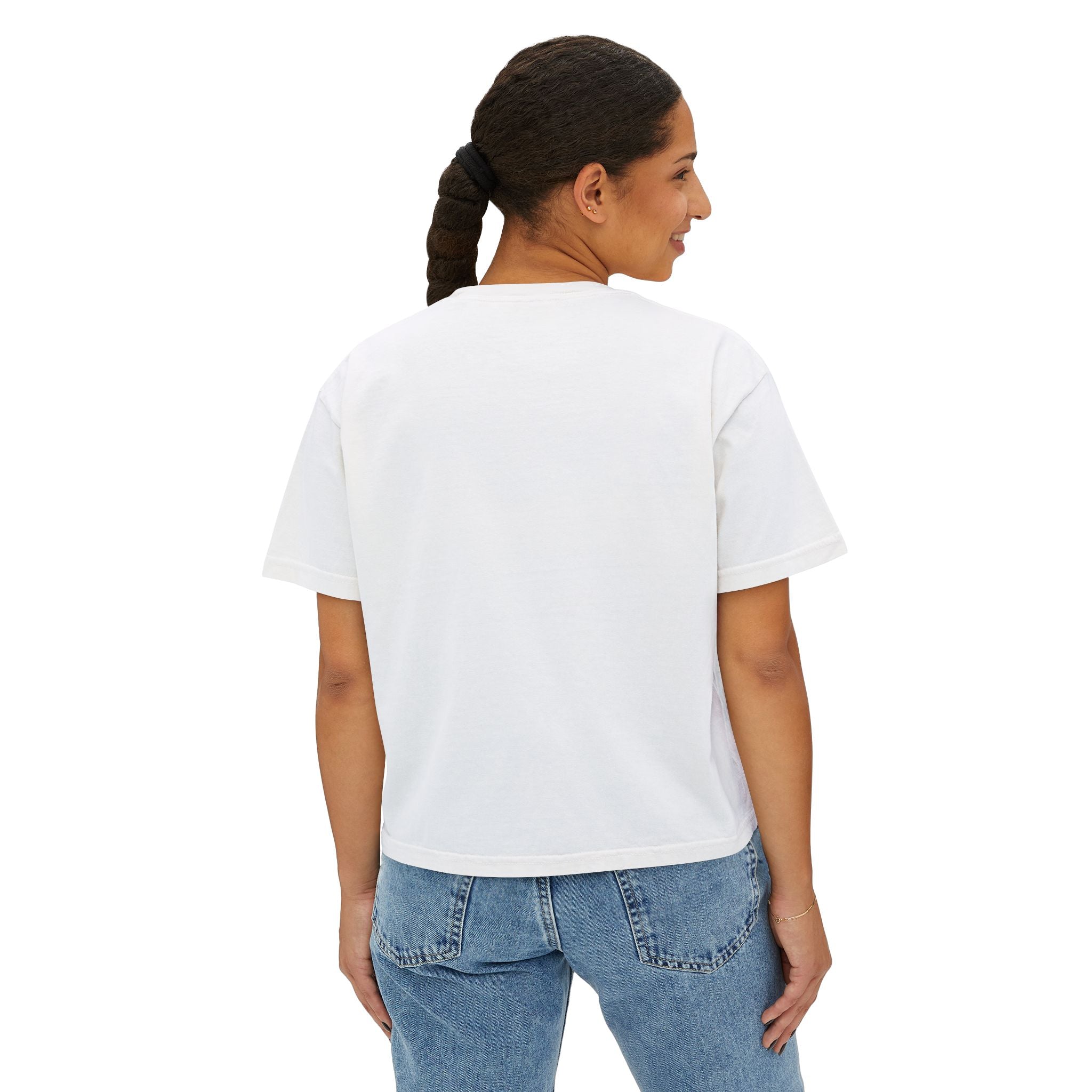 Crowned Z Women's Boxy Tee — Minimal Gold Initial Graphic