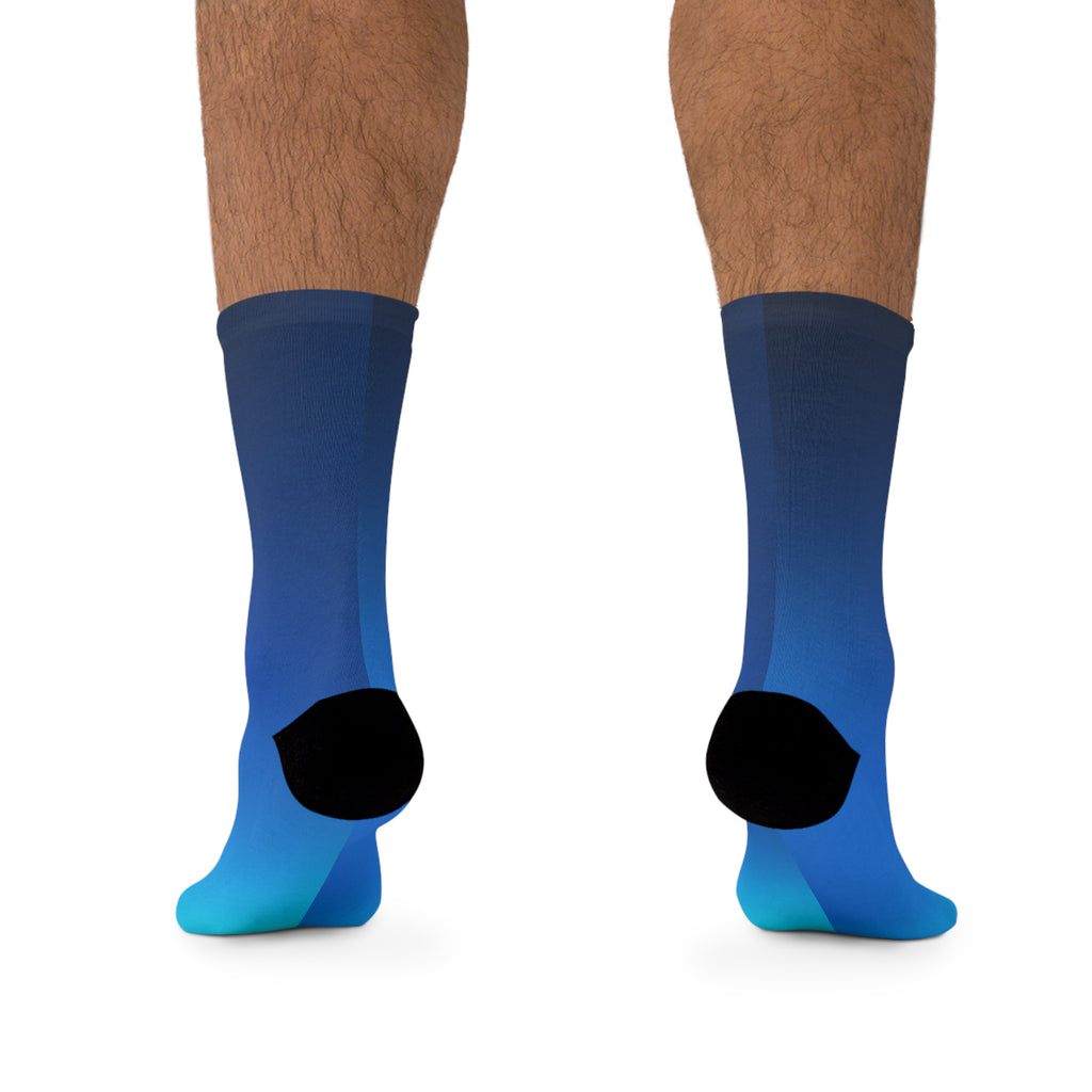 Blue Ombre Recycled Poly Socks — Sustainable Gradient Crew Socks
