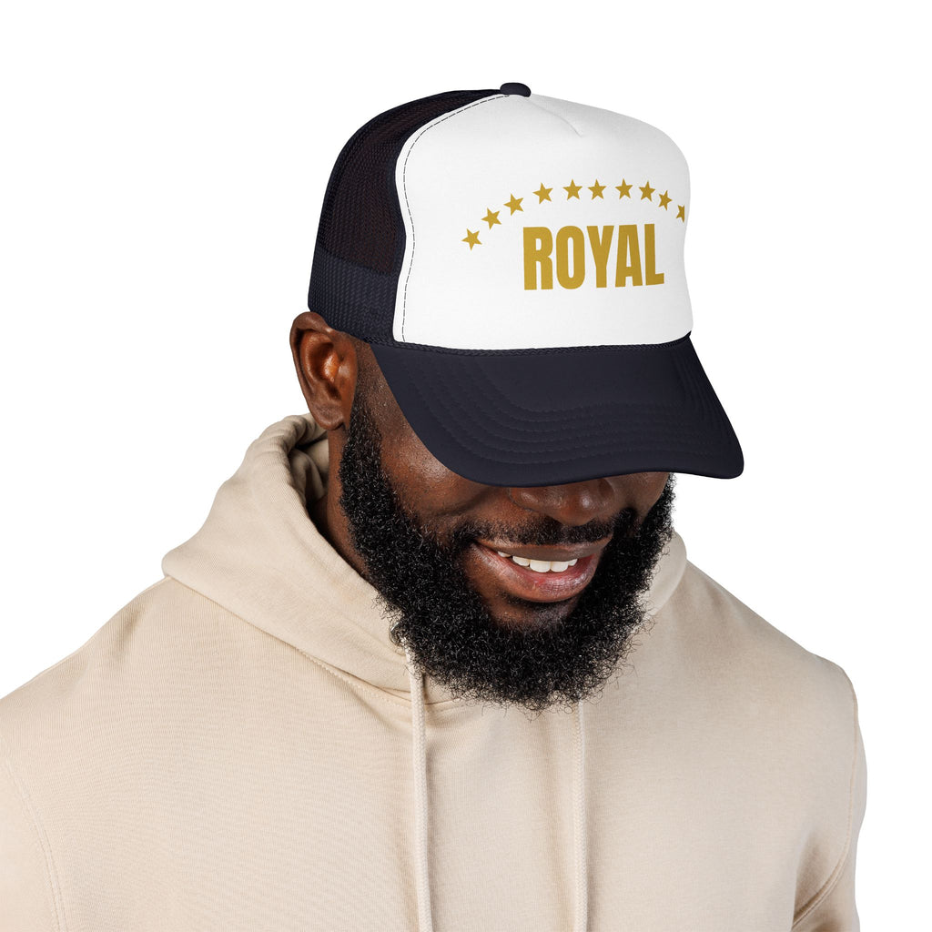 Trucker Hat — "ROYAL" Gold Stars Foam Mesh Cap