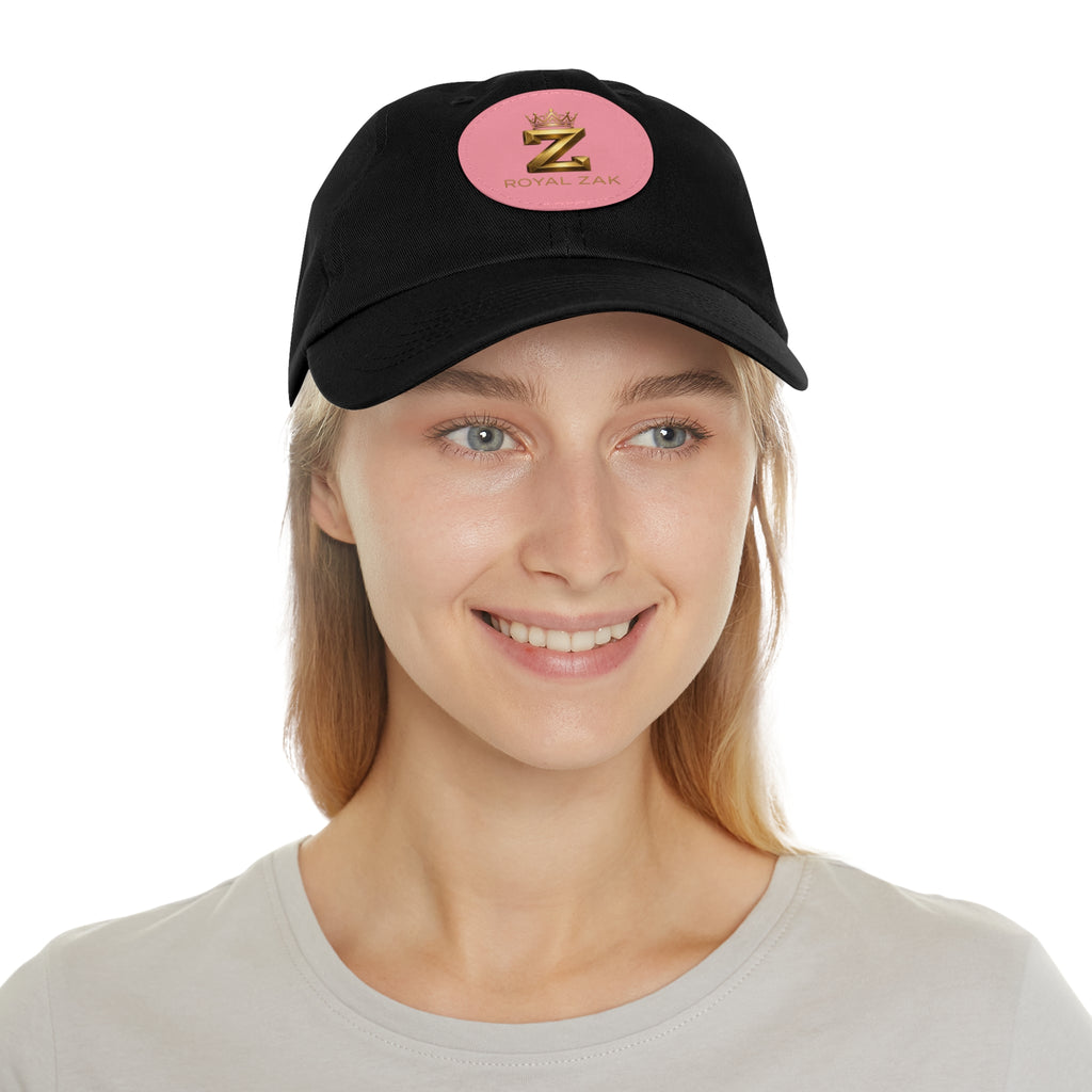 Round Leather Patch Dad Hat — Gold 'Royal Zak' Crown Emblem