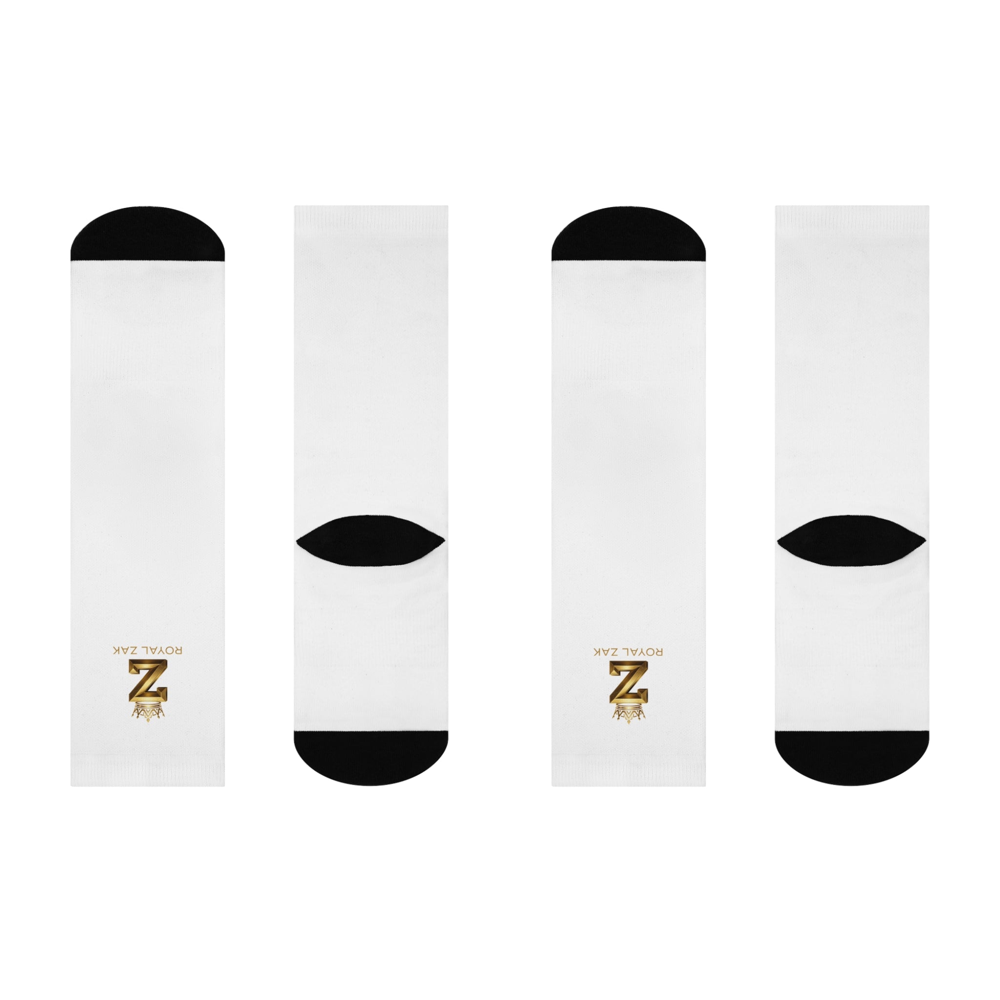 Royal Zak Cushioned Crew Socks — Gold Crown Z Logo Athletic Socks