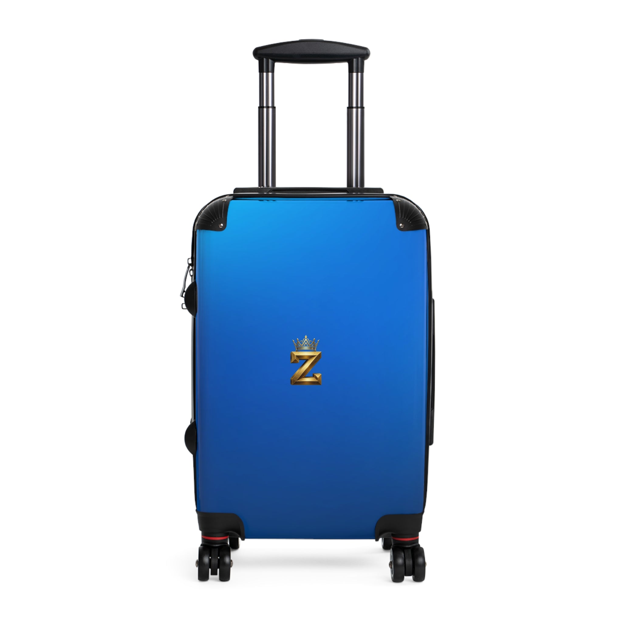 Blue Carry-On Suitcase with Gold Crown “Z” Monogram – Lightweight Spinner Luggage