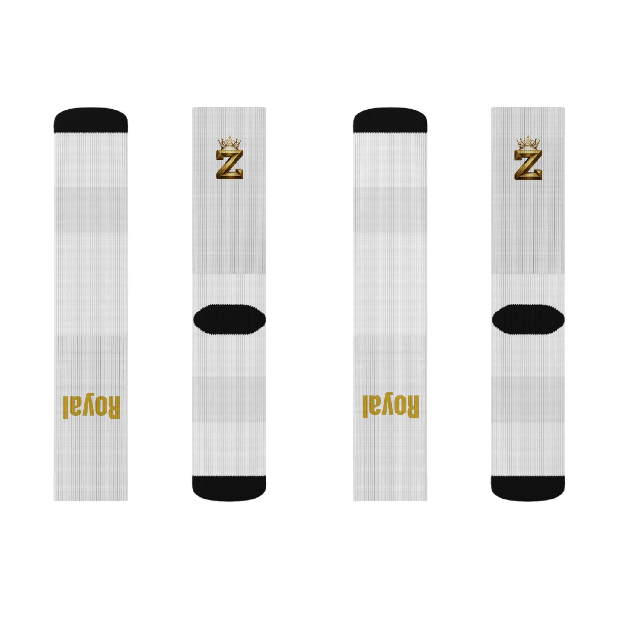 Royal Z Gold Logo Sublimation Socks — Personalized Crew Athletic Socks