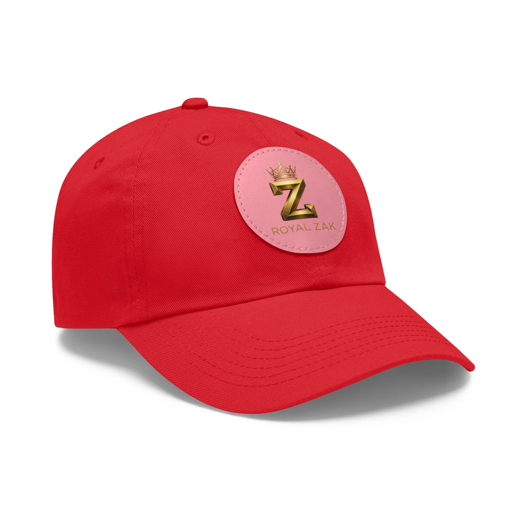 Round Leather Patch Dad Hat — Gold 'Royal Zak' Crown Emblem
