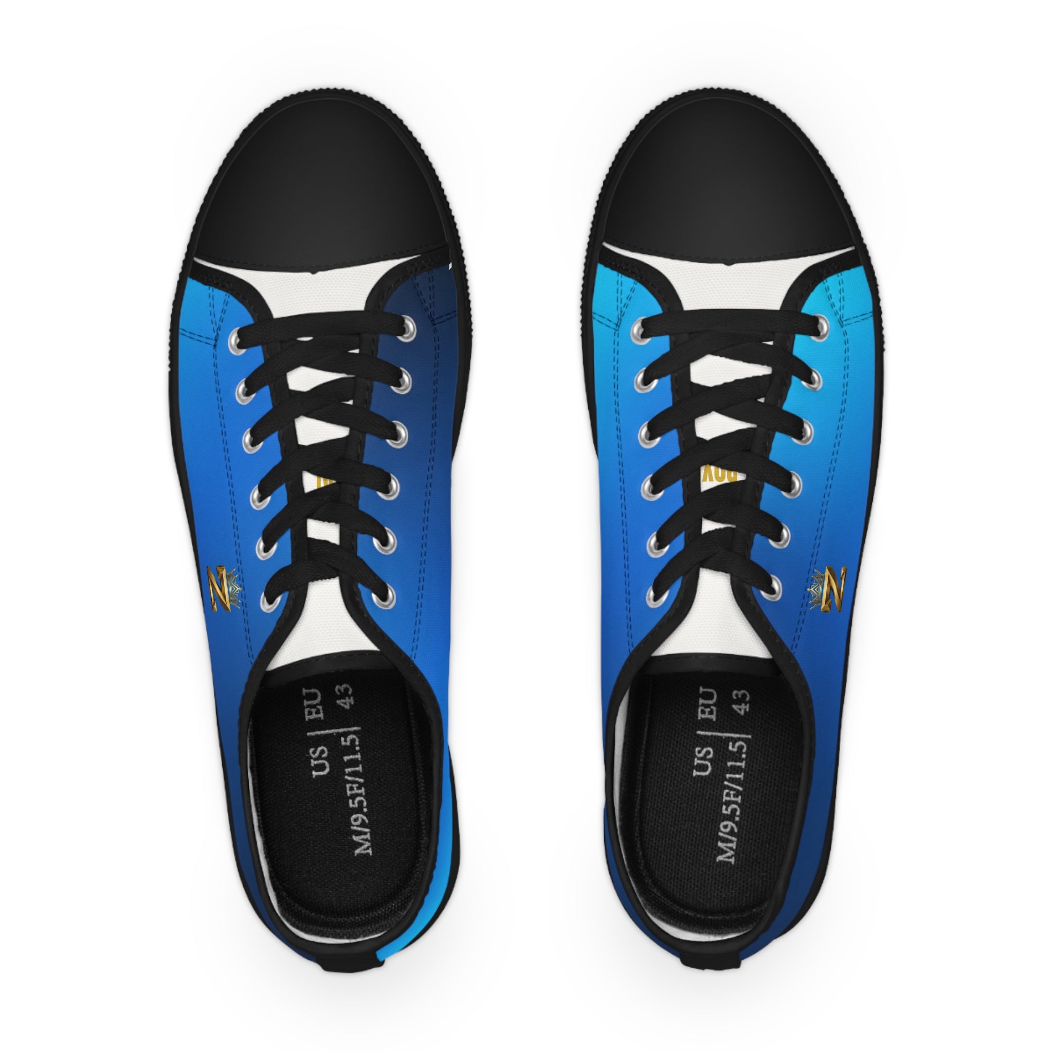 Blue Gradient Low Top Sneakers — Men's Casual Canvas Shoes with Gold 'Z' Accent