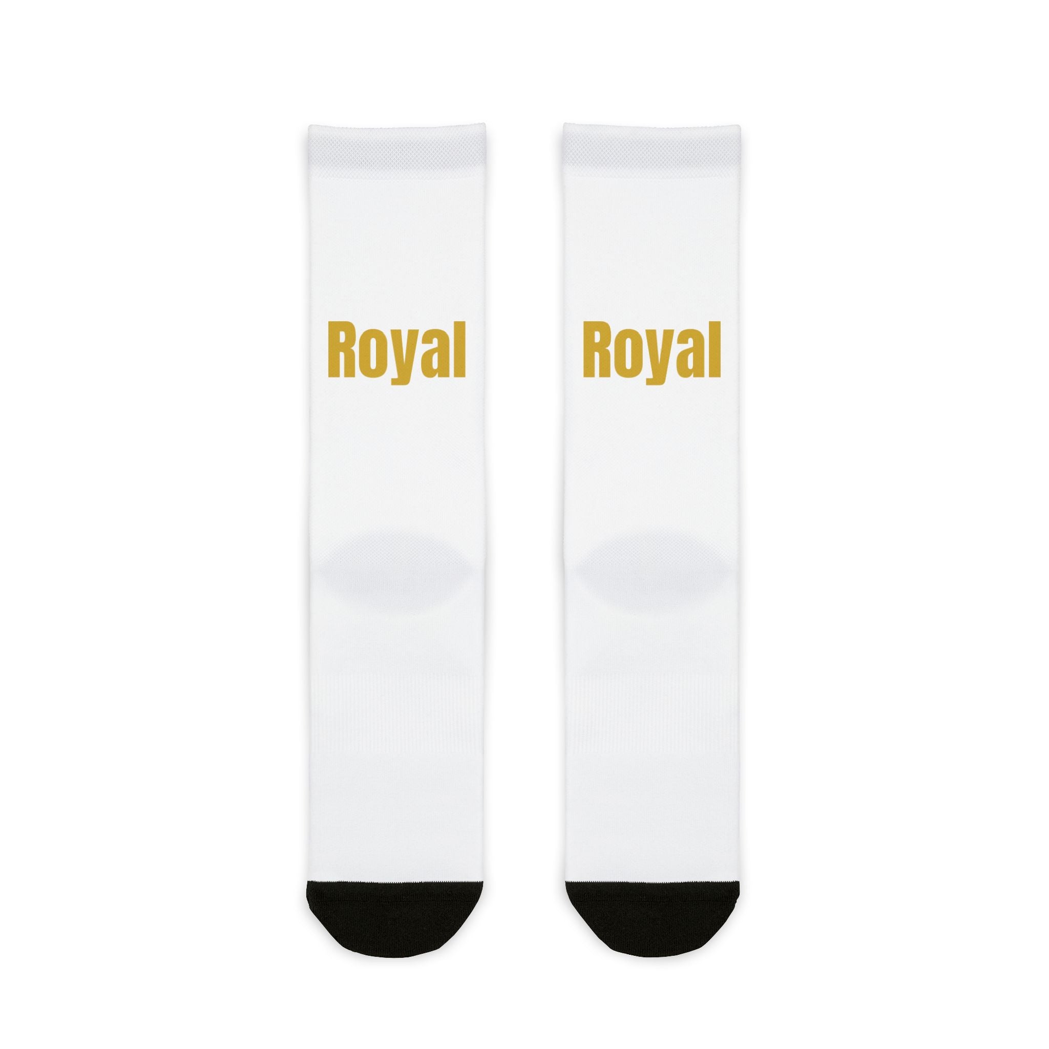 Royal Sublimation Crew Socks – Gold 'Royal' Text & Crown Z Accent