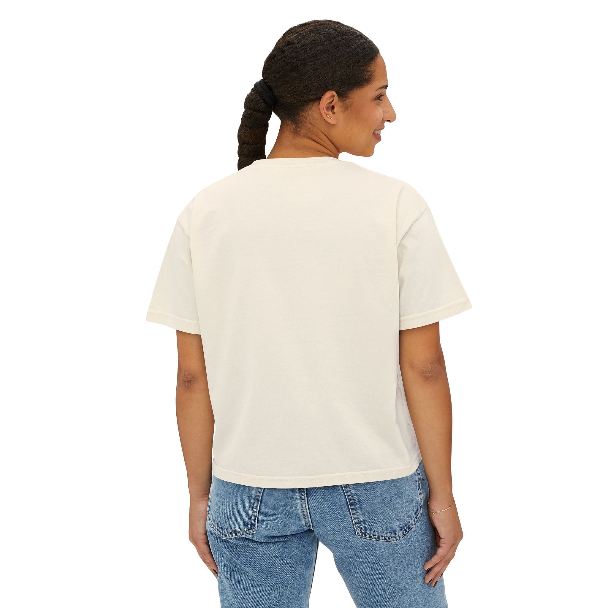 Crowned Z Women's Boxy Tee — Minimal Gold Initial Graphic