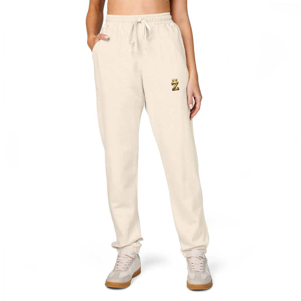 Embroidered Cozy Joggers — Small Gold Anchor Detail