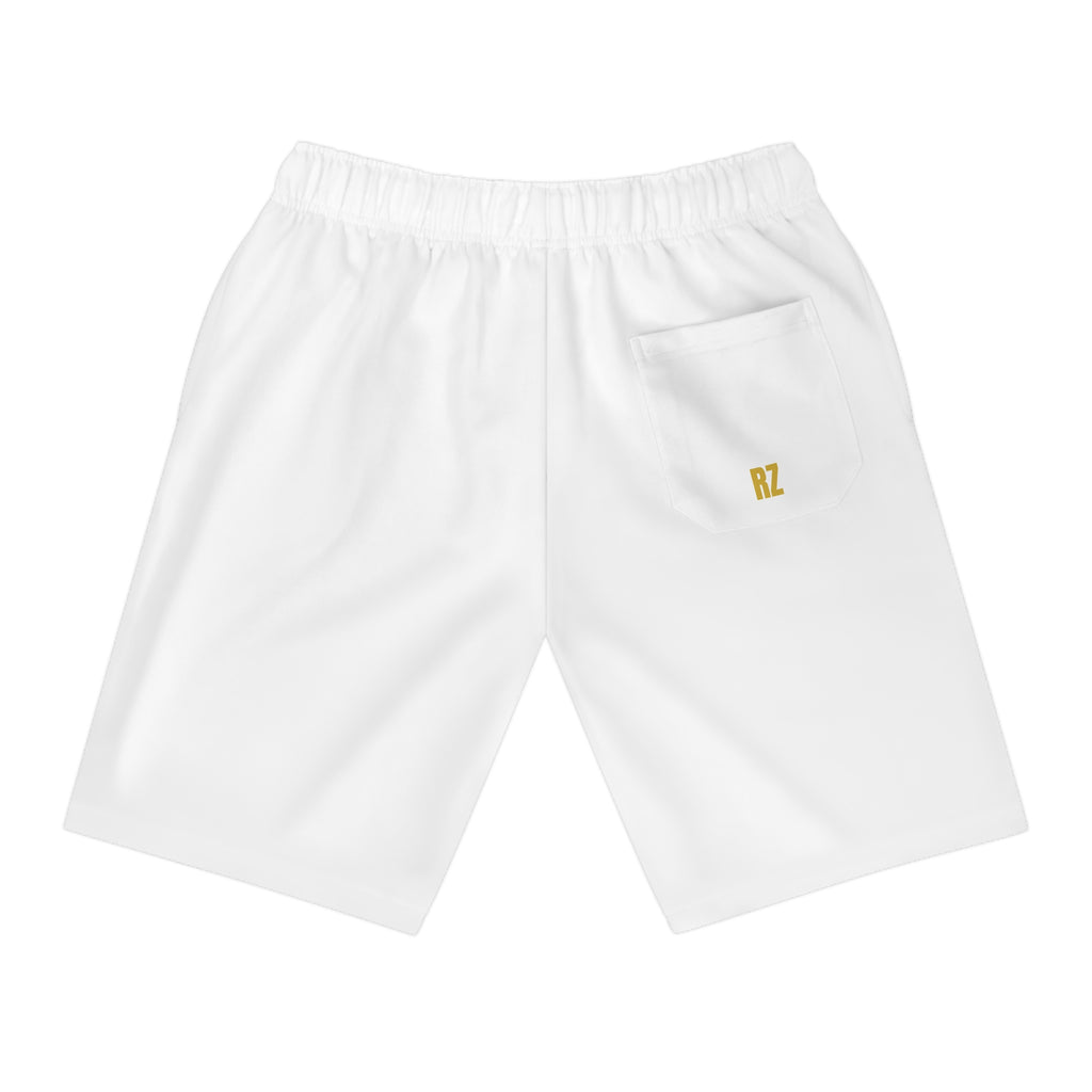 The King's Court Athletic Shorts - White Performance Shorts with Gold Logo