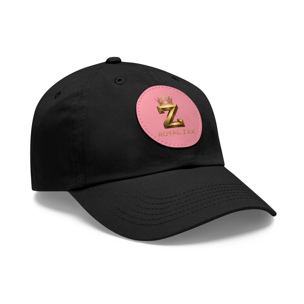 Round Leather Patch Dad Hat — Gold 'Royal Zak' Crown Emblem