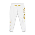 Yoga Pants - "YOGA TIME" White Floral High-Waist Leggings