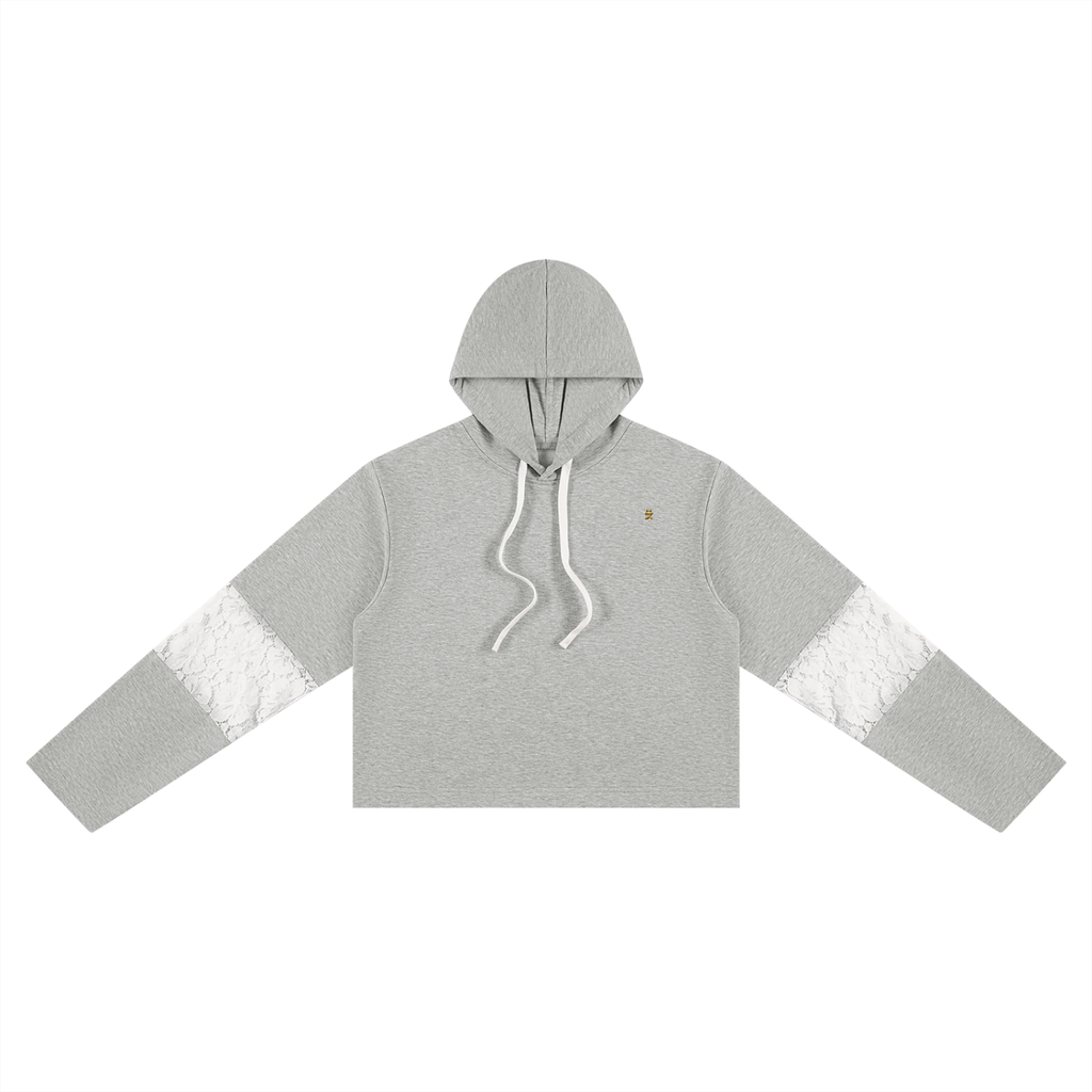 Women’s Cropped Lace-Panel Hoodie