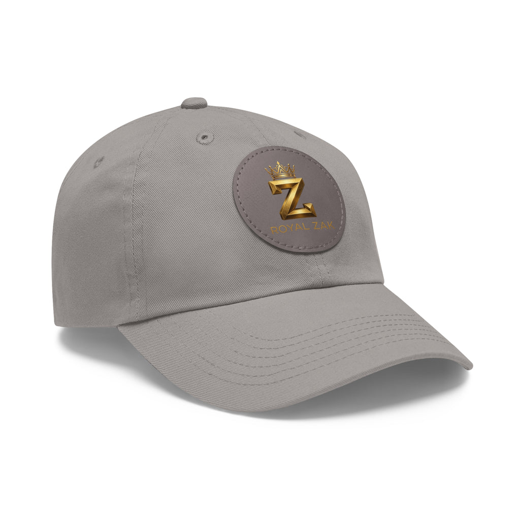 Round Leather Patch Dad Hat — Gold 'Royal Zak' Crown Emblem
