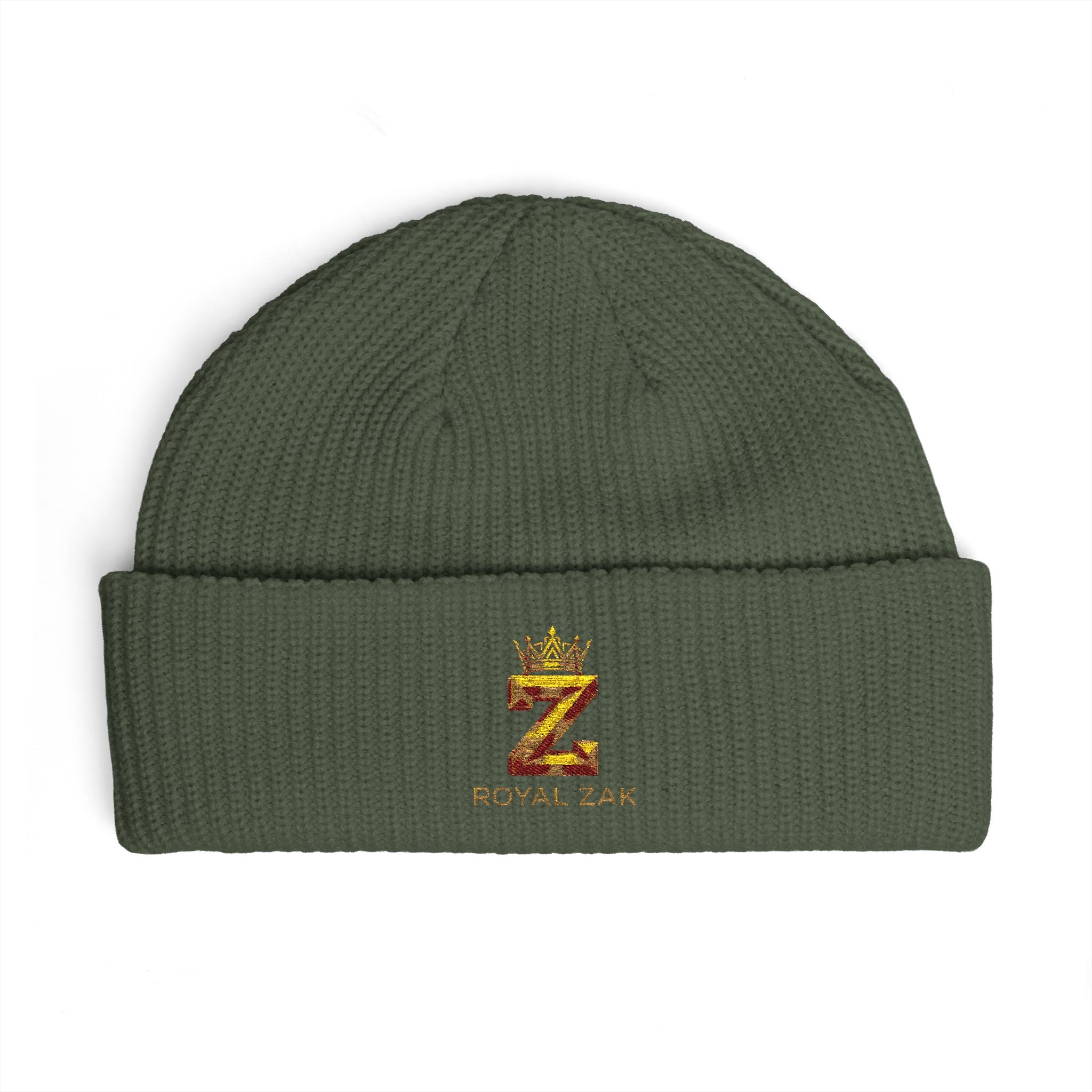 Cuff Beanie - 'Royal Zex' Embroidered Crown Knit Hat