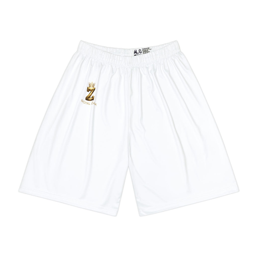 White Men’s Sports Shorts with Gold 'Z' Logo – Athletic Gym Shorts