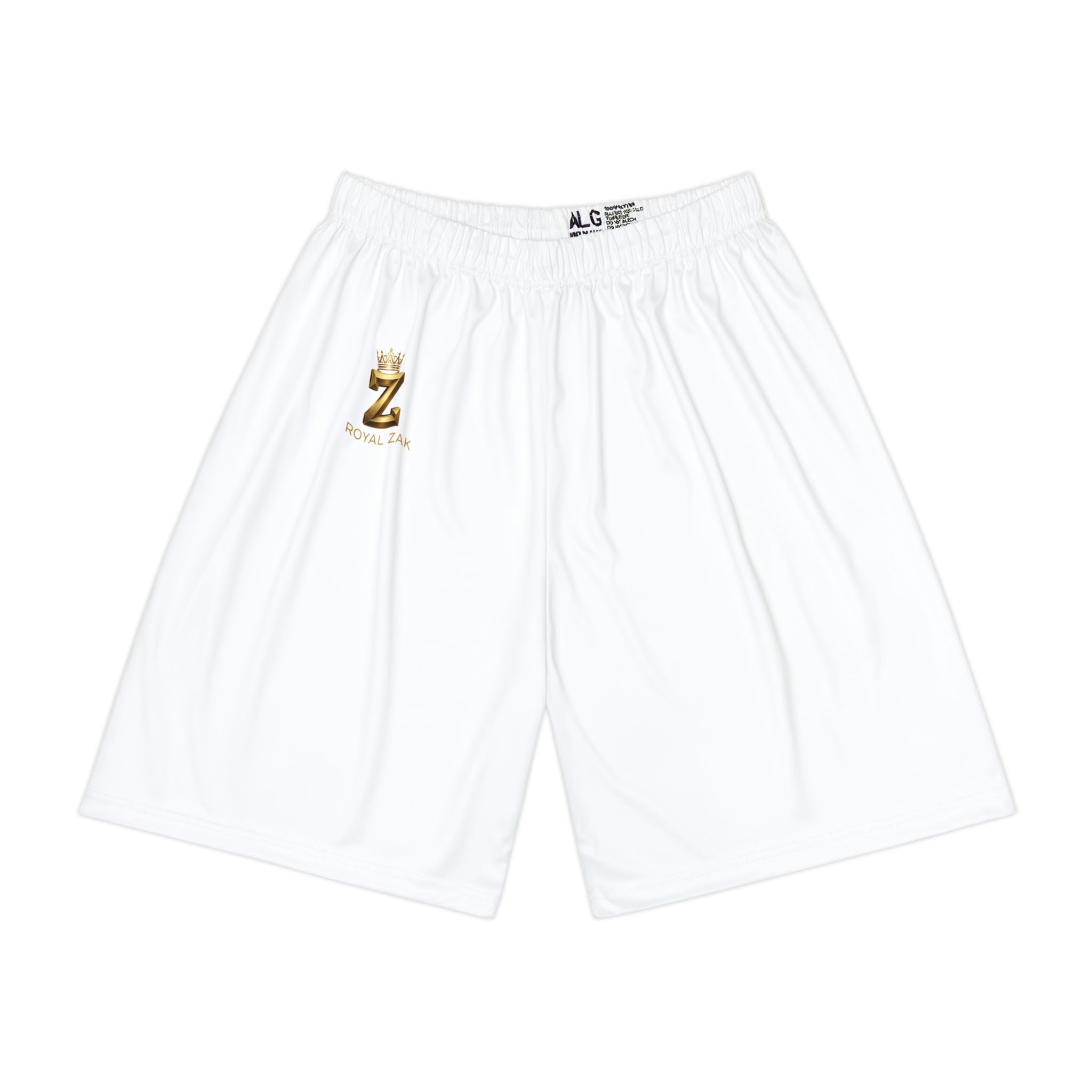 White Men’s Sports Shorts with Gold 'Z' Logo – Athletic Gym Shorts