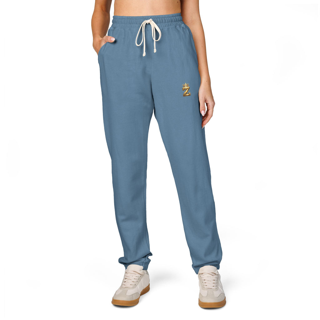 Embroidered Cozy Joggers — Small Gold Anchor Detail