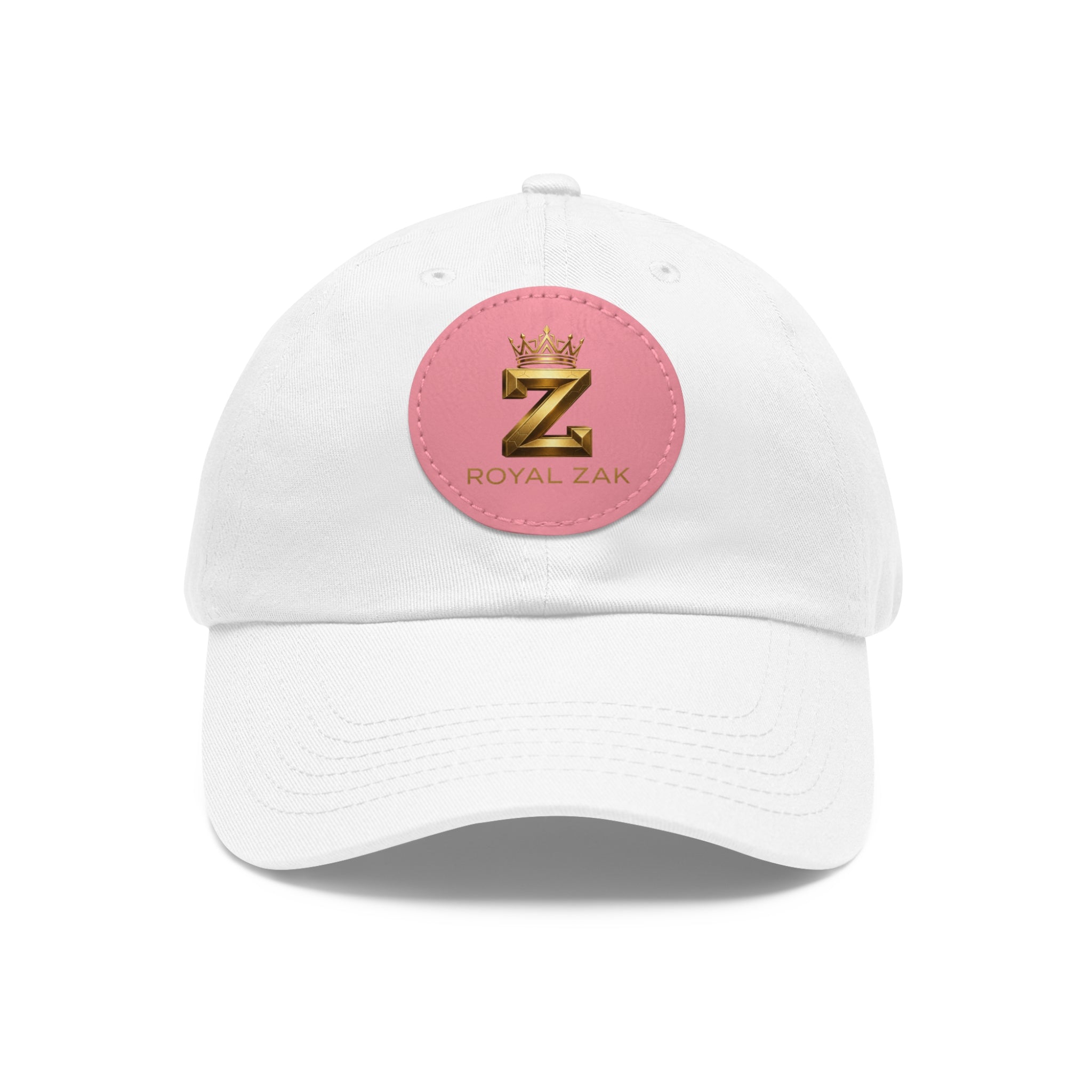 Round Leather Patch Dad Hat — Gold 'Royal Zak' Crown Emblem