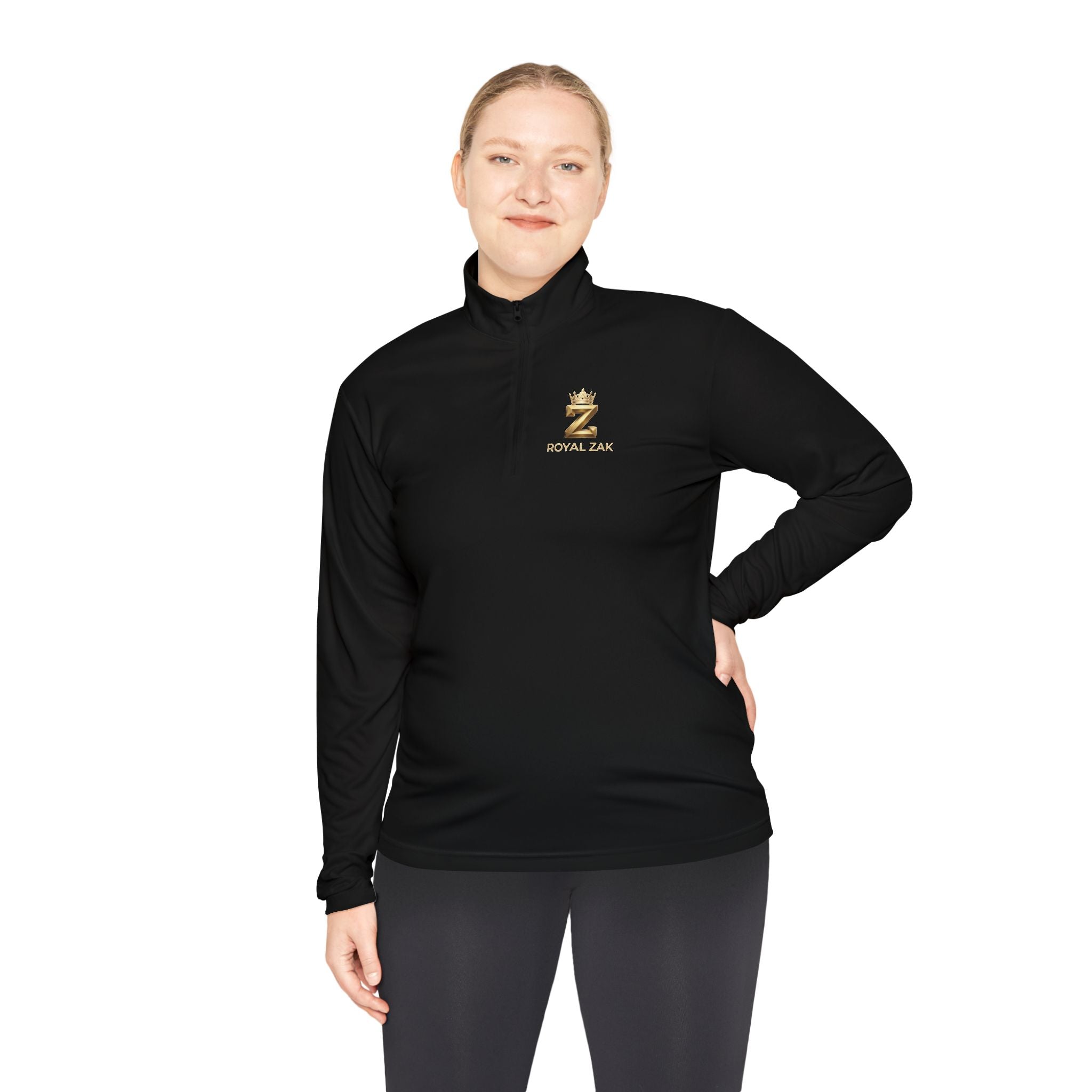 Quarter-Zip Pullover — Royal Elm Gold Logo embroidered
