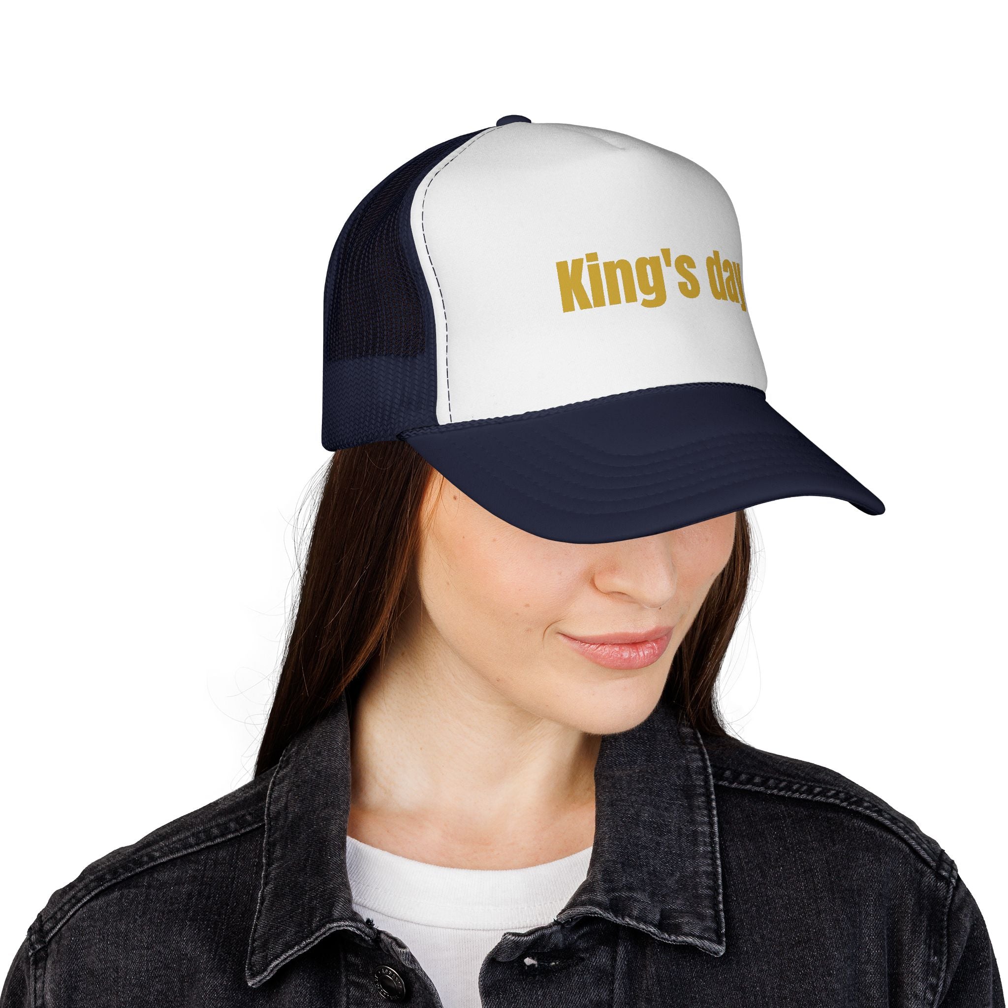 King's Day Trucker Cap – Gold Text Mesh Baseball Hat