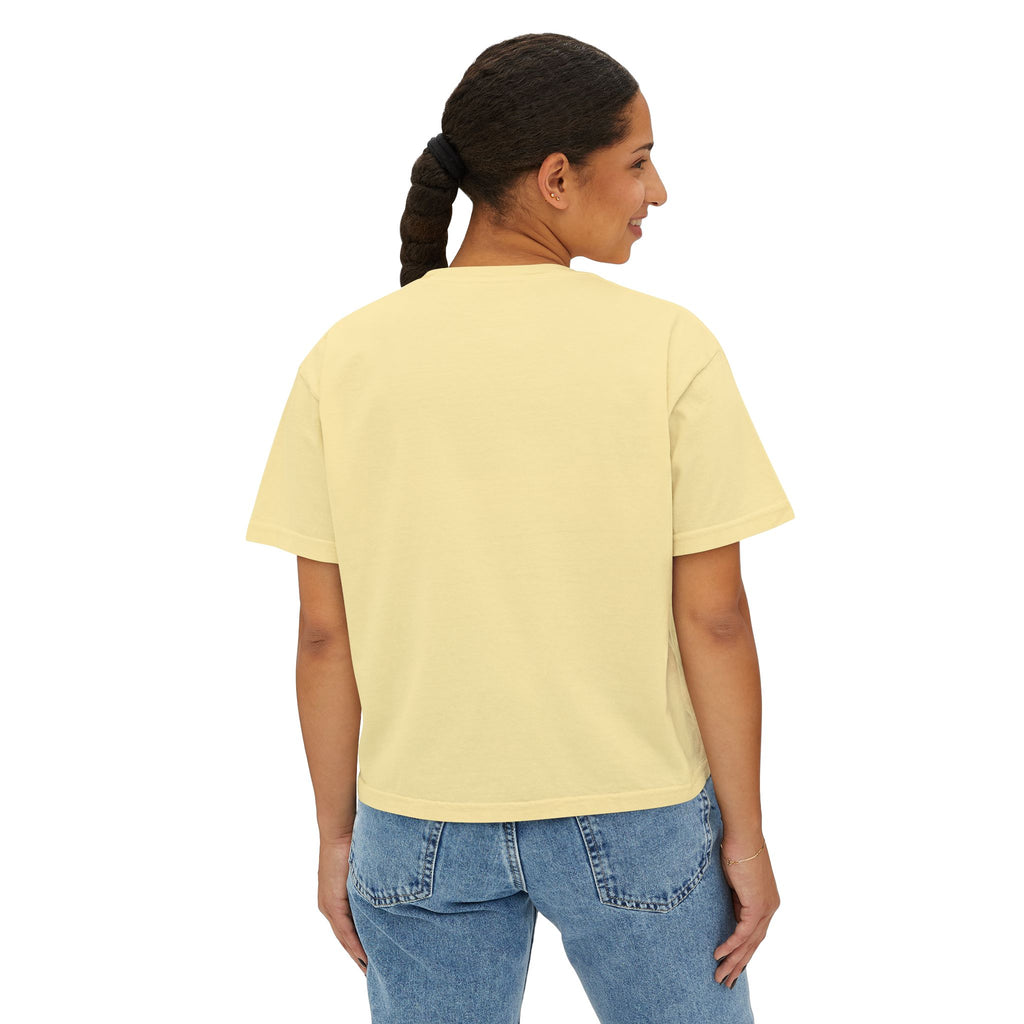Crowned Z Women's Boxy Tee — Minimal Gold Initial Graphic