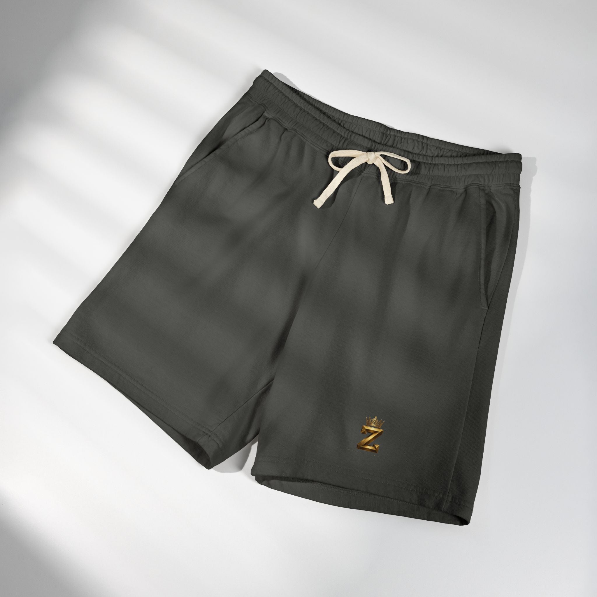 Crowned Soccer Logo Sweat Shorts — Garment-Dyed Lightweight Fleece
