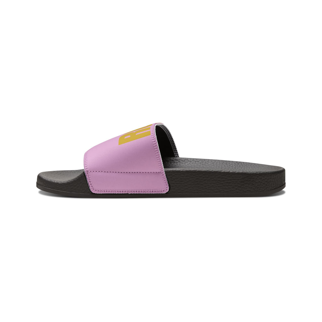Women's Removable-Strap Sandals — Pink Slide Sandals with Gold Accent