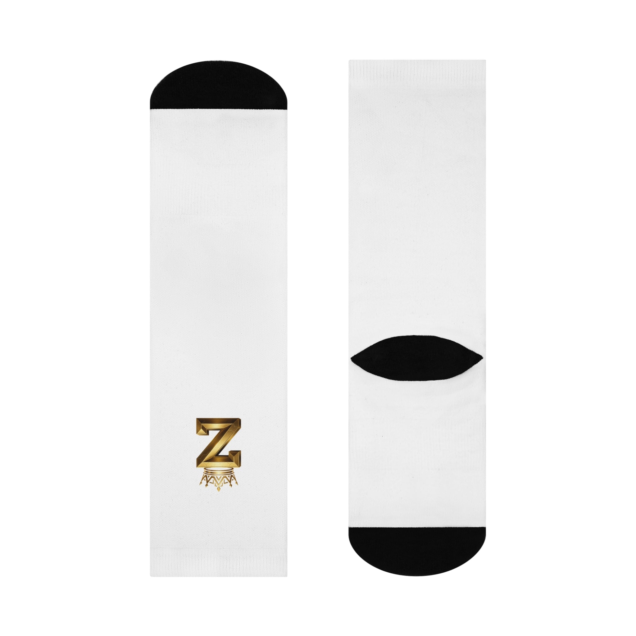 King Z Crowned Crew Socks - Personalized White Cushioned Athletic Socks