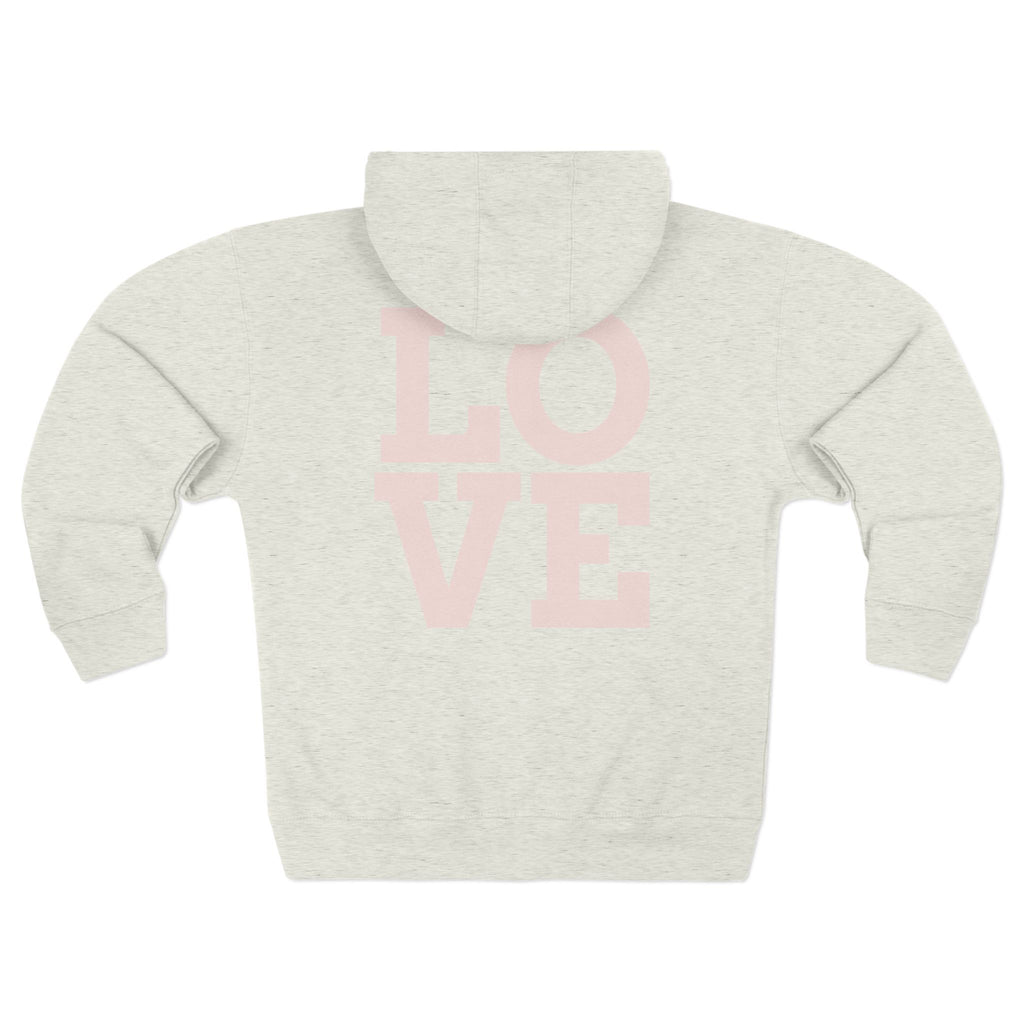 LOVE Zip Hoodie — Light Gray Minimalist Love Logo Zip-Up Hoodie