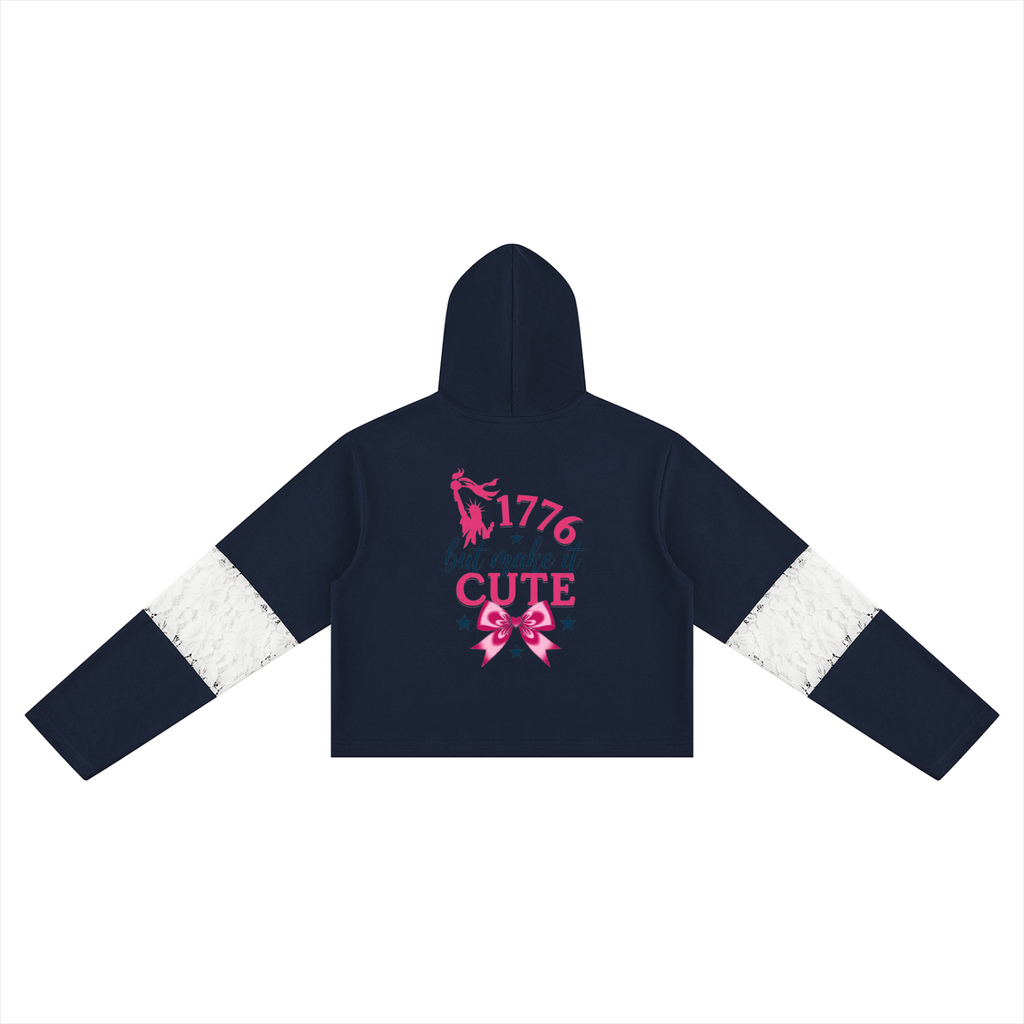 Women’s Cropped Lace-Panel Hoodie