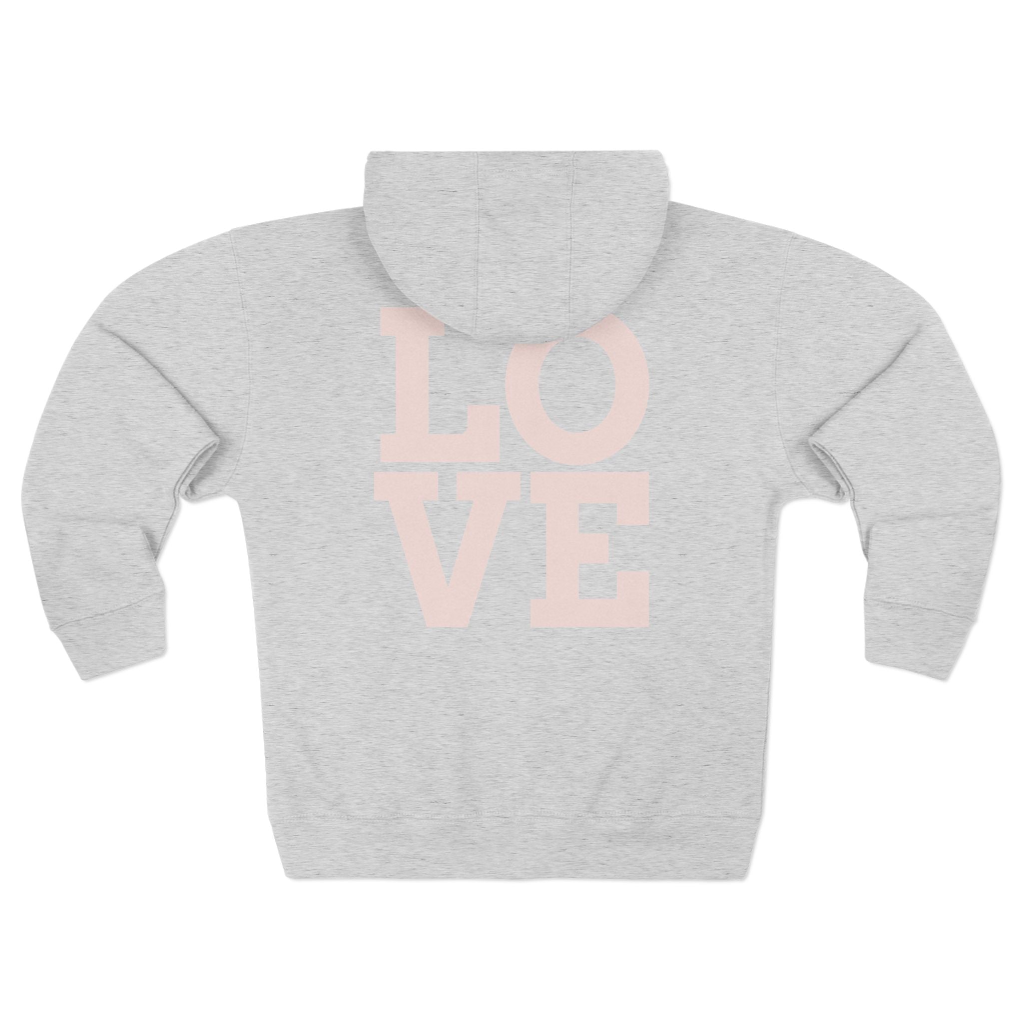 LOVE Zip Hoodie — Light Gray Minimalist Love Logo Zip-Up Hoodie